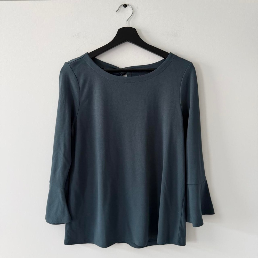 Loft Top Shirt Womens S Blue Flared Sleeve Basics Stretch